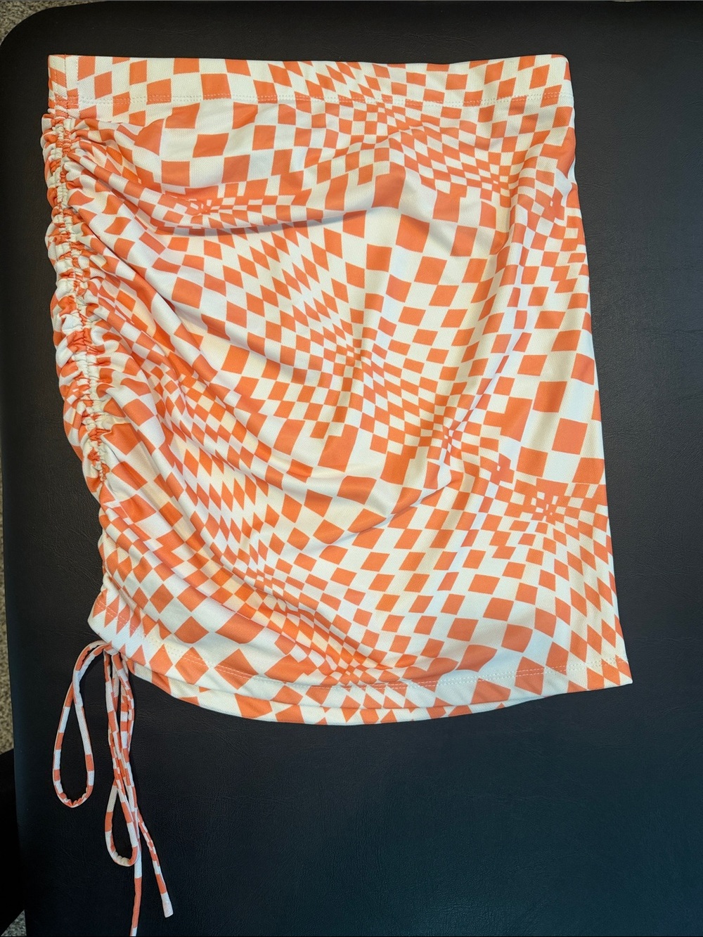 Princess Polly Orange & White Ruched Swim Skirt